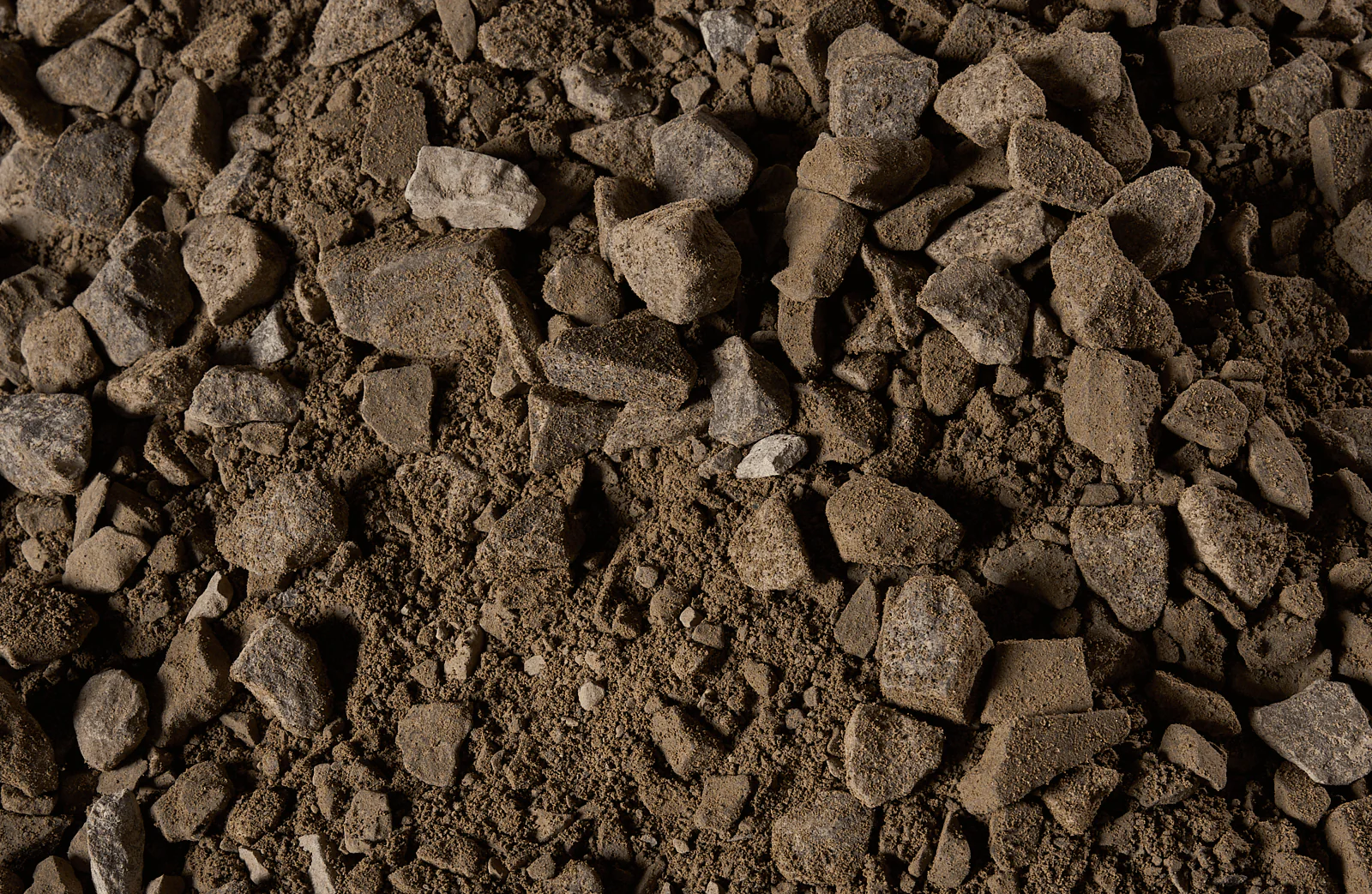 Close-up of 20mm road crush, showing fractured gravel and fines